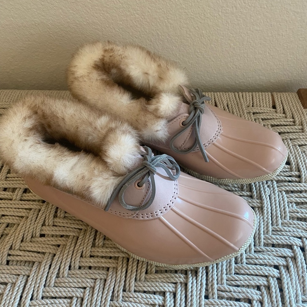 Sperry faux fur lined shoe water snow saltwater 1eye cozy blush boots waterproof - Picture 8 of 9